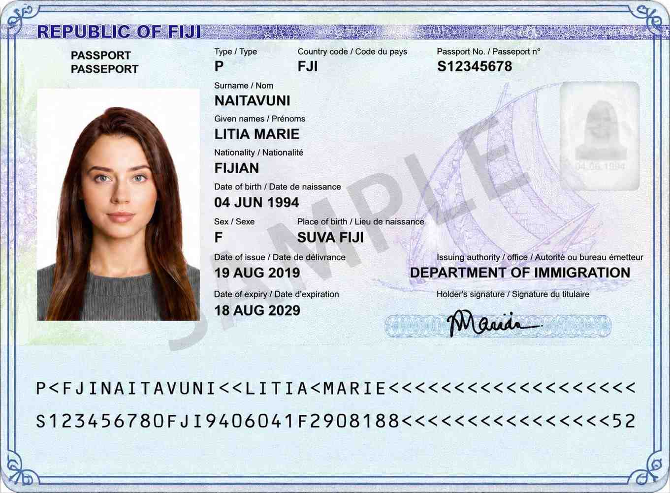 Fiji Passport Biopage Sample