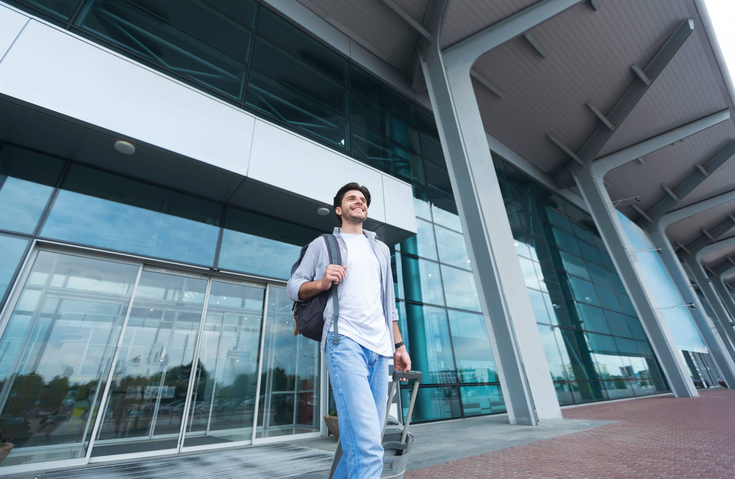 Traveller Transiting Through Fiji Airport With Luggage
